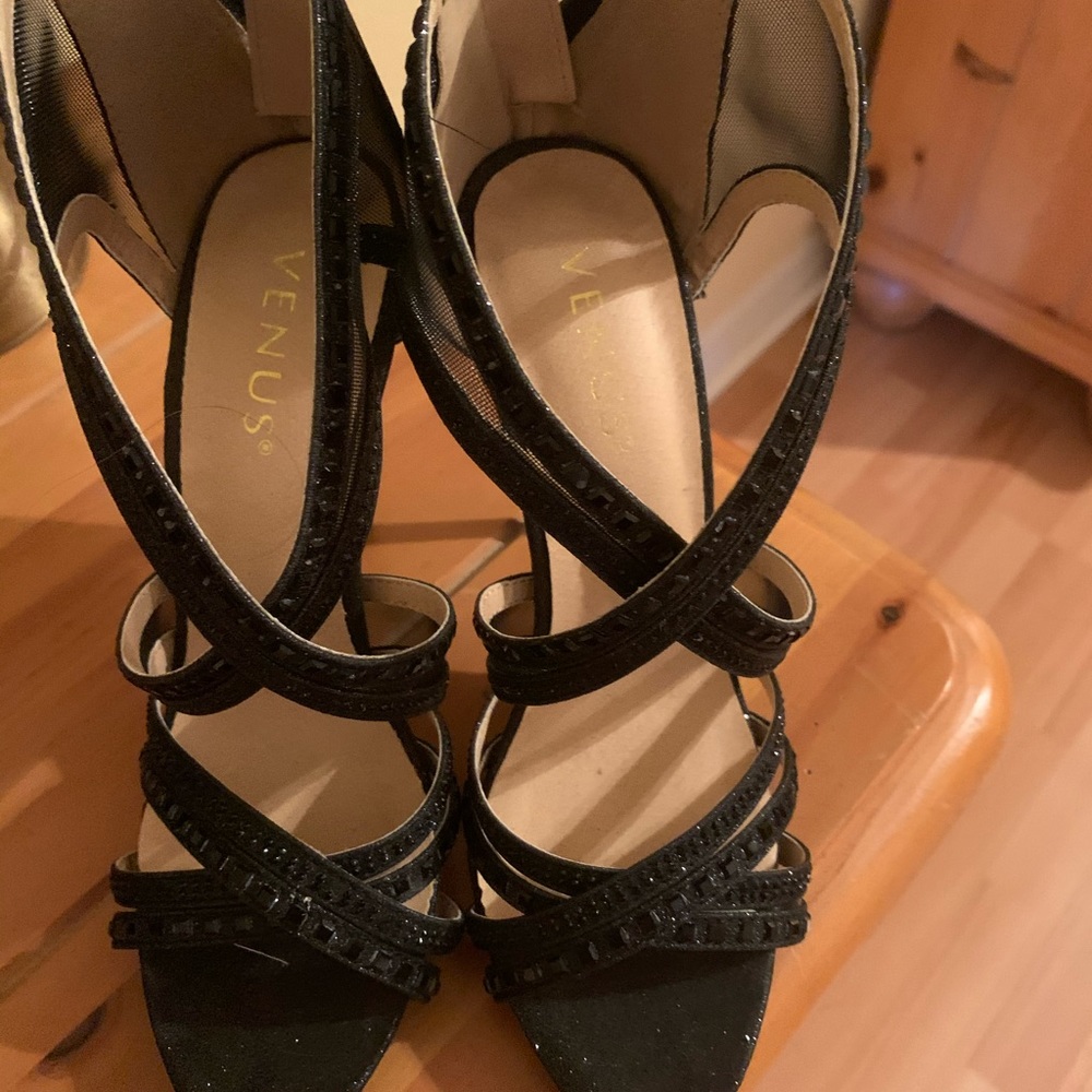 Black sparkle 4 inch heel classy dress shoes